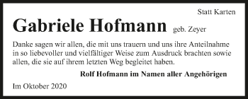 Traueranzeige von Gabriele Hofmann von GESAMT