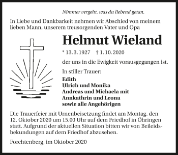 Traueranzeige von Helmut Wieland von GESAMT