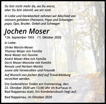 Traueranzeige von Jochen Moser von GESAMT
