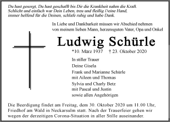 Traueranzeige von Ludwig Schürle von GESAMT