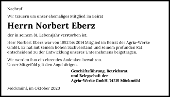 Traueranzeige von Norbert Eberz von GESAMT