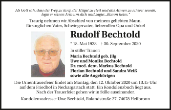 Traueranzeige von Rudolf Bechtold von GESAMT