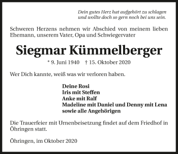 Traueranzeige von Siegmar Kümmelberger von GESAMT