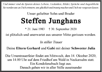 Traueranzeige von Steffen Junghans von GESAMT