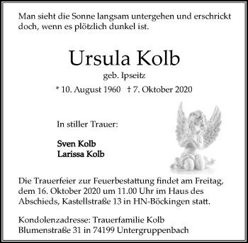 Traueranzeige von Ursula Kolb von GESAMT