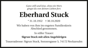 Traueranzeige von Eberhardt Stuck von GESAMT