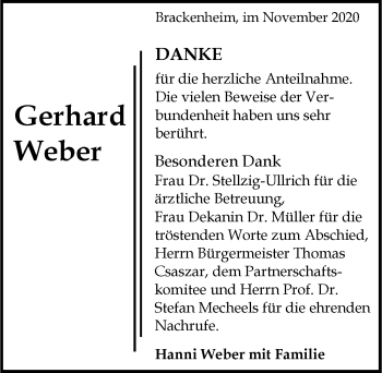 Traueranzeige von Gerhard Weber von GESAMT