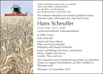 Traueranzeige von Hans Scheufler von GESAMT