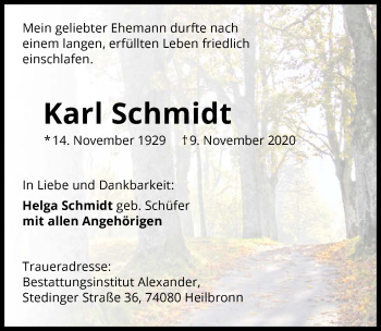 Traueranzeige von Karl Schmidt von GESAMT