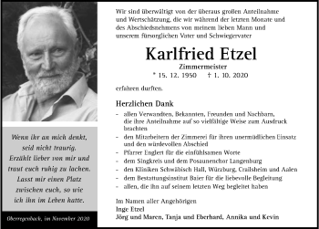 Traueranzeige von Karlfried Etzel von GESAMT