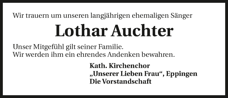  Traueranzeige für Lothar Auchter vom 28.11.2020 aus GESAMT