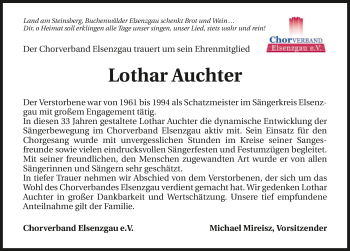 Traueranzeige von Lothar Auchter von GESAMT