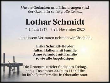 Traueranzeige von Lothar Schmidt von GESAMT