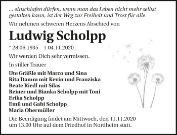 Traueranzeige von Ludwig Scholpp von GESAMT