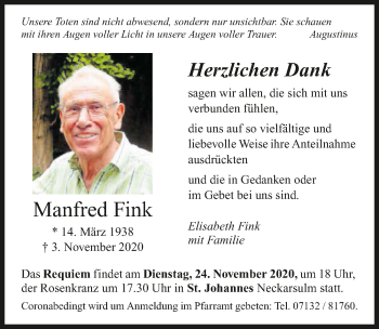 Traueranzeige von Manfred Fink von GESAMT