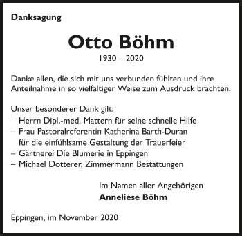 Traueranzeige von Otto Böhm von GESAMT