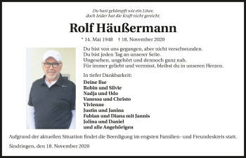 Traueranzeige von Rolf Häußermann von GESAMT