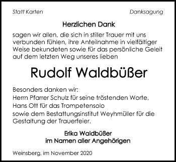 Traueranzeige von Rudolf Waldbüßer von GESAMT