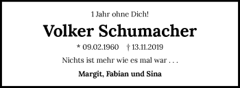 Traueranzeige von Volker Schumacher von GESAMT