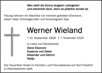 Traueranzeige von Werner Wieland von GESAMT