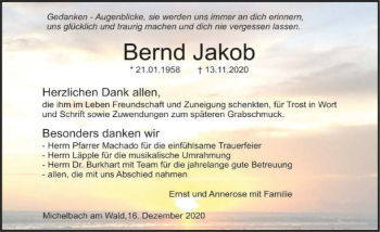 Traueranzeige von Bernd Jakob von GESAMT