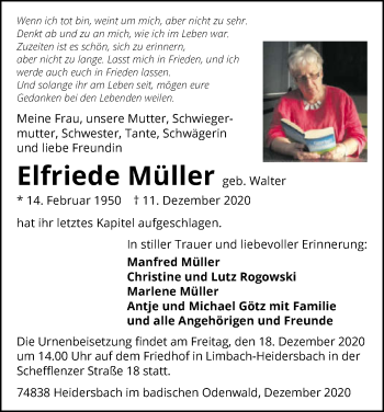 Traueranzeige von Elfriede Müller von GESAMT