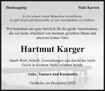 Traueranzeige von Hartmut Karger von GESAMT