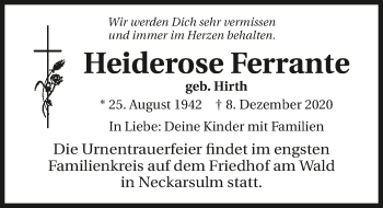 Traueranzeige von Heiderose Ferrante von GESAMT