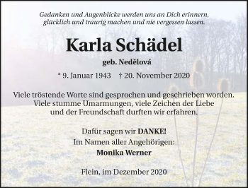 Traueranzeige von Karla Schädel von GESAMT