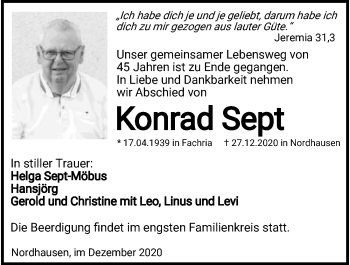 Traueranzeige von Konrad Sept von GESAMT