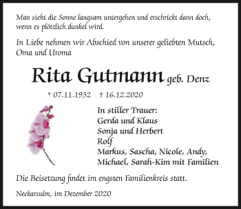 Traueranzeige von Rita Gutmann von GESAMT