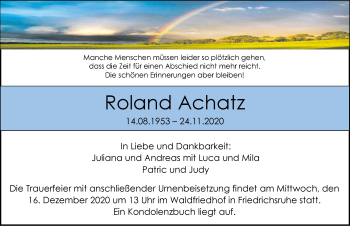 Traueranzeige von Roland Achatz von GESAMT