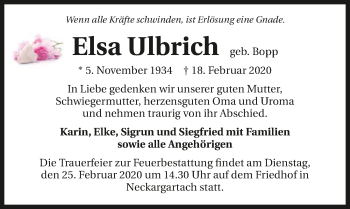 Traueranzeige von Elsa Ulbrich 