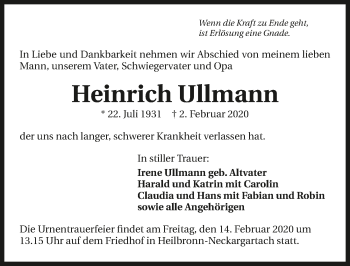 Traueranzeige von Heinrich Ullmann 
