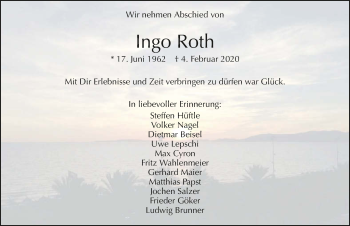 Traueranzeige von Ingo Roth 