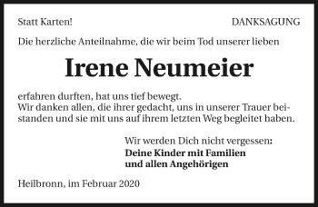 Traueranzeige von Irene Neumeier 