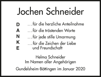 Traueranzeige von Jochen Schneider 