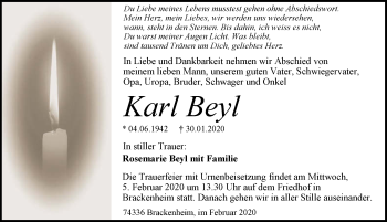 Traueranzeige von Karl Beyl 