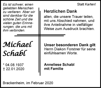 Traueranzeige von Michael Schabl 