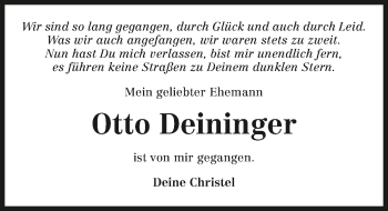 Traueranzeige von Otto Deininger 