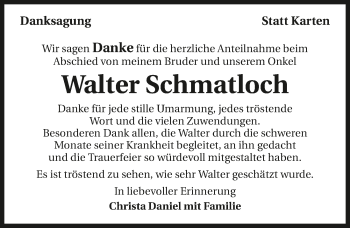 Traueranzeige von Walter Schmatloch 