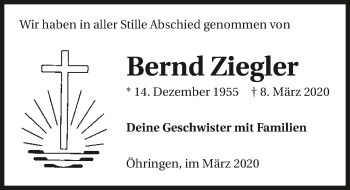 Traueranzeige von Bernd Ziegler 