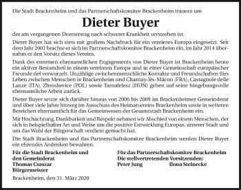 Traueranzeige von Dieter Buyer 