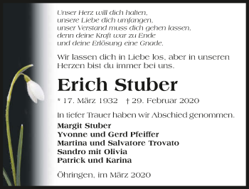 Traueranzeige von Erich Stuber 