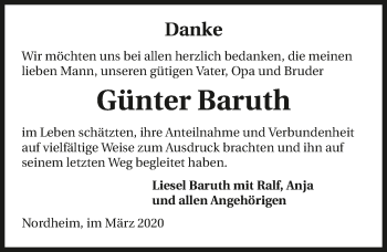 Traueranzeige von Günter Baruth 