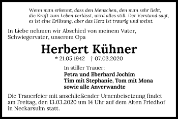 Traueranzeige von Herbert Kühner 