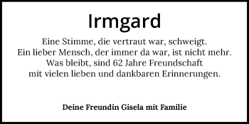 Traueranzeige von Irmgard  