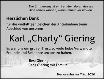 Traueranzeige von Karl Giering 