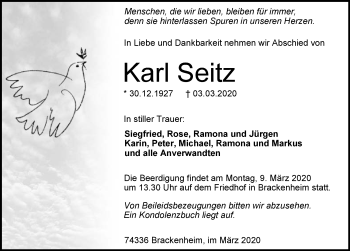 Traueranzeige von Karl Seitz 