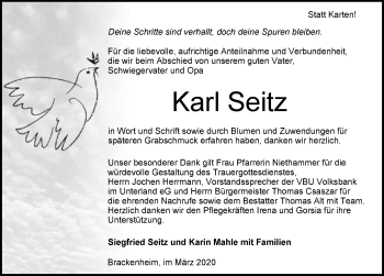 Traueranzeige von Karl Seitz 